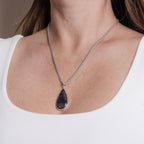 Genuine Labradorite Teardrop Pendant Necklace