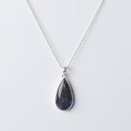 Genuine Labradorite Teardrop Pendant Necklace