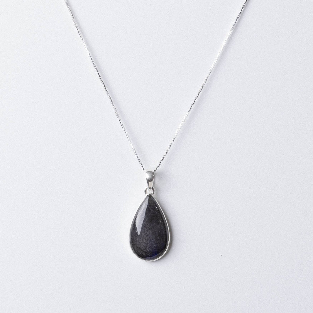Genuine Labradorite Teardrop Pendant Necklace