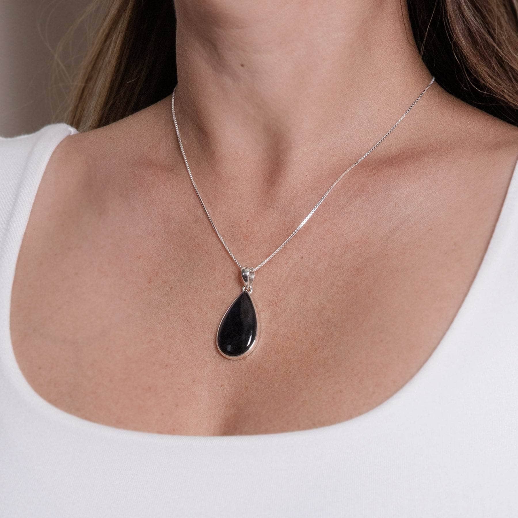 Genuine Labradorite Teardrop Pendant Necklace