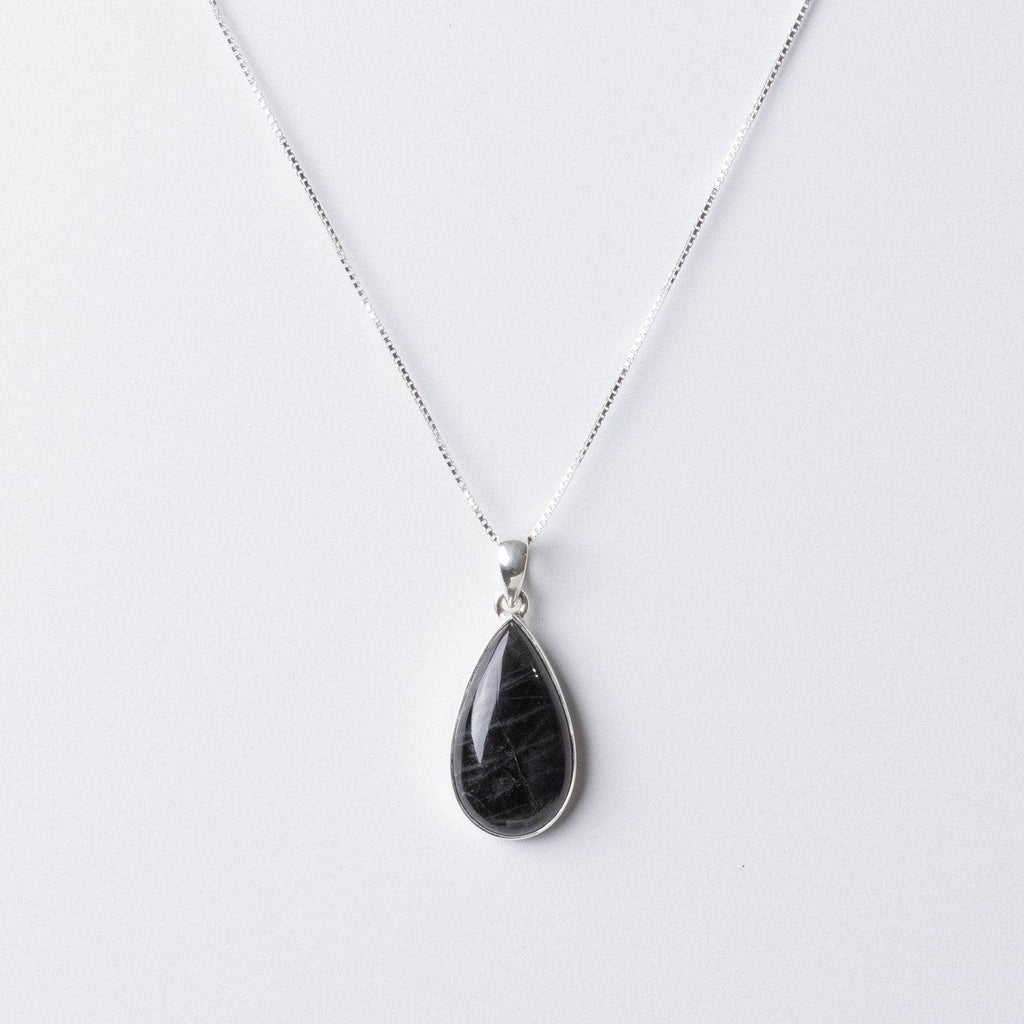 Genuine Labradorite Teardrop Pendant Necklace