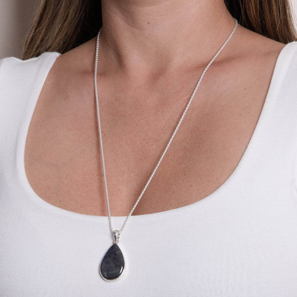 Genuine Labradorite Teardrop Pendant Necklace