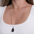Genuine Labradorite Teardrop Pendant Necklace