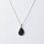Genuine Labradorite Teardrop Pendant Necklace