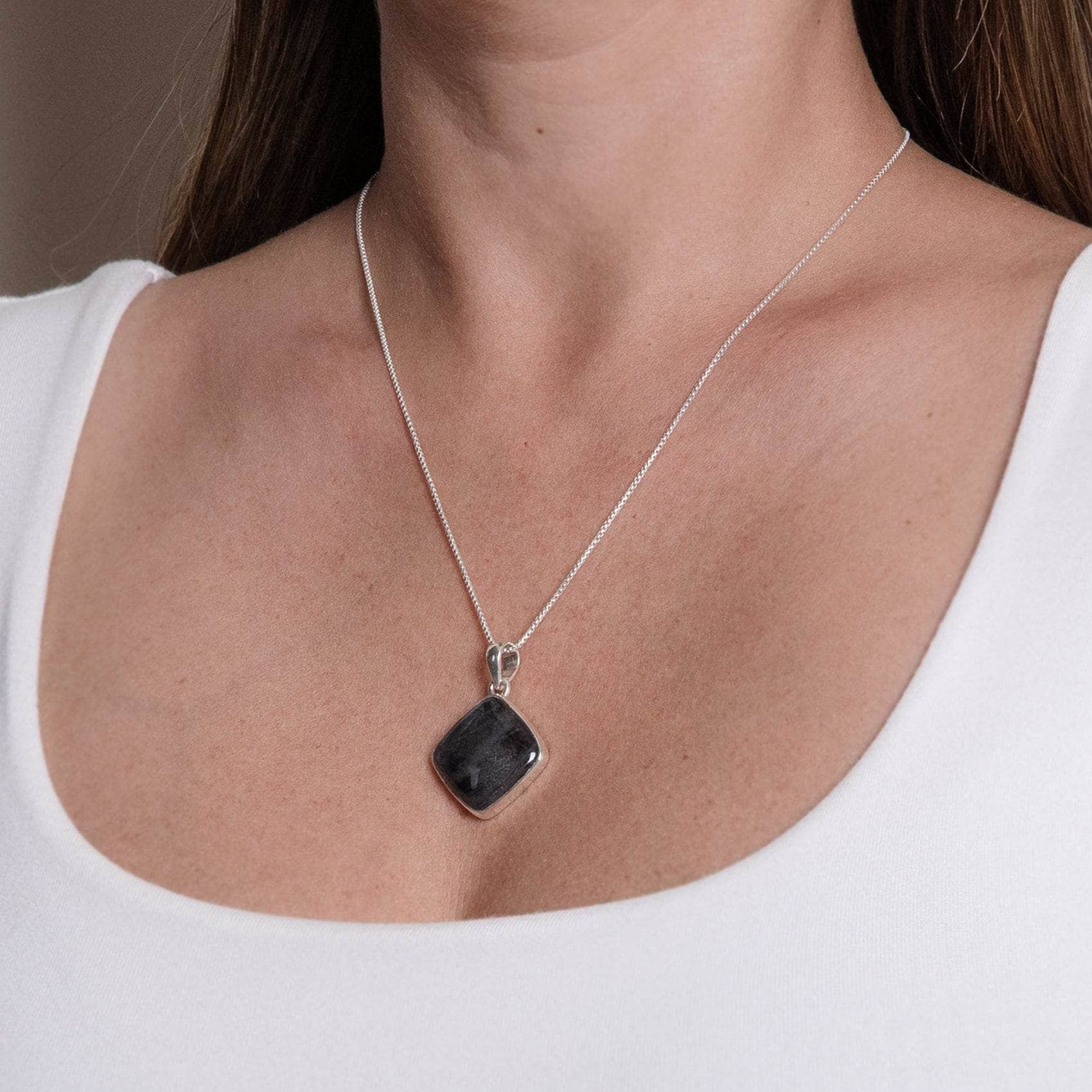 Labradorite Diamond Pendant Necklace - 1 of a Kind