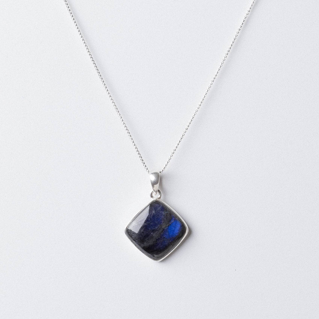 Labradorite Diamond Pendant Necklace - 1 of a Kind