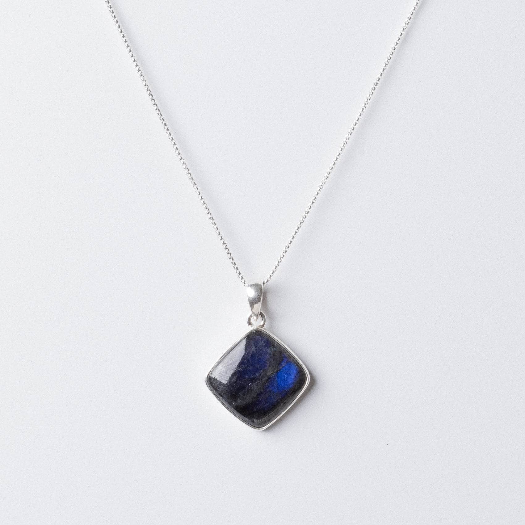 Labradorite Diamond Pendant Necklace - 1 of a Kind