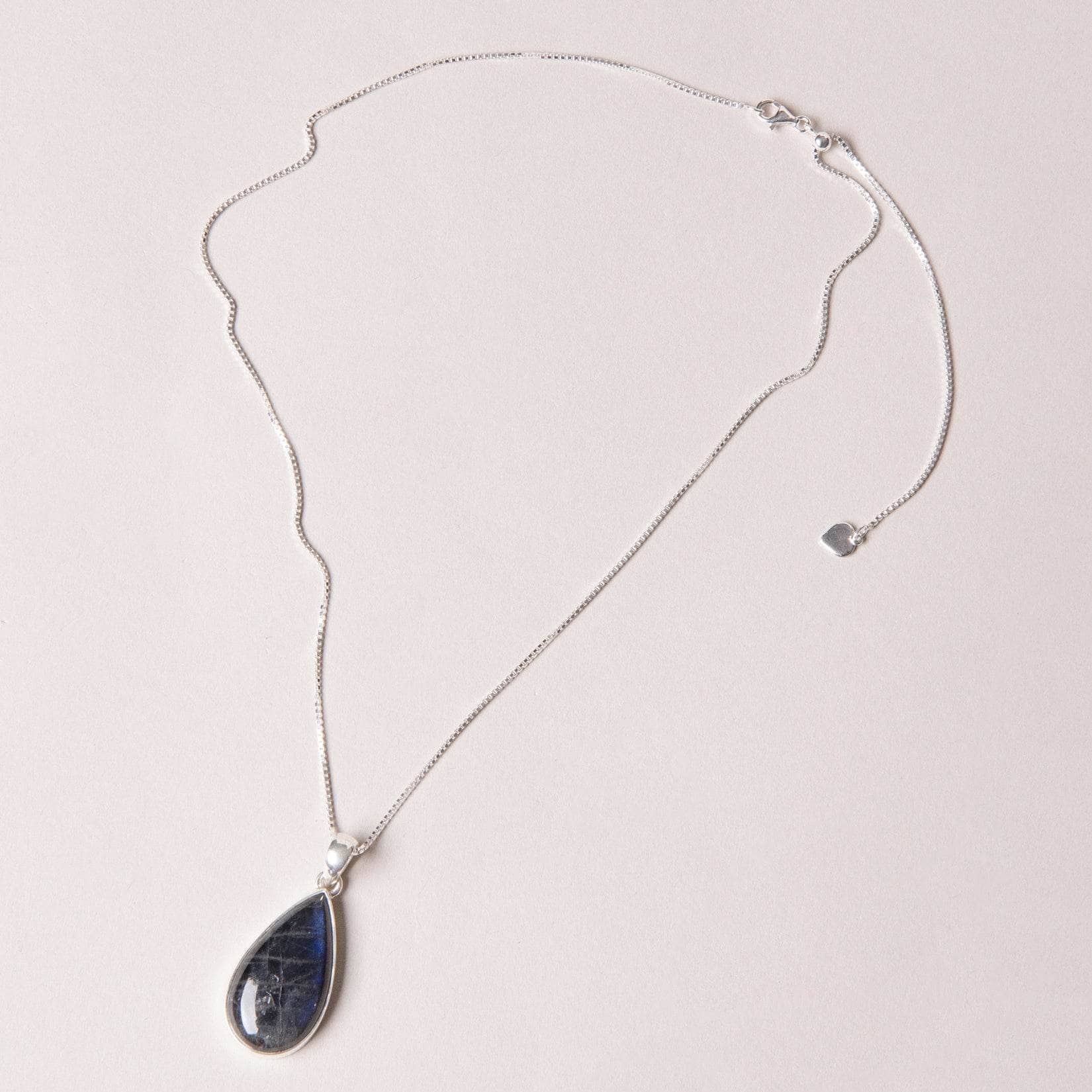 Genuine Labradorite Teardrop Pendant Necklace