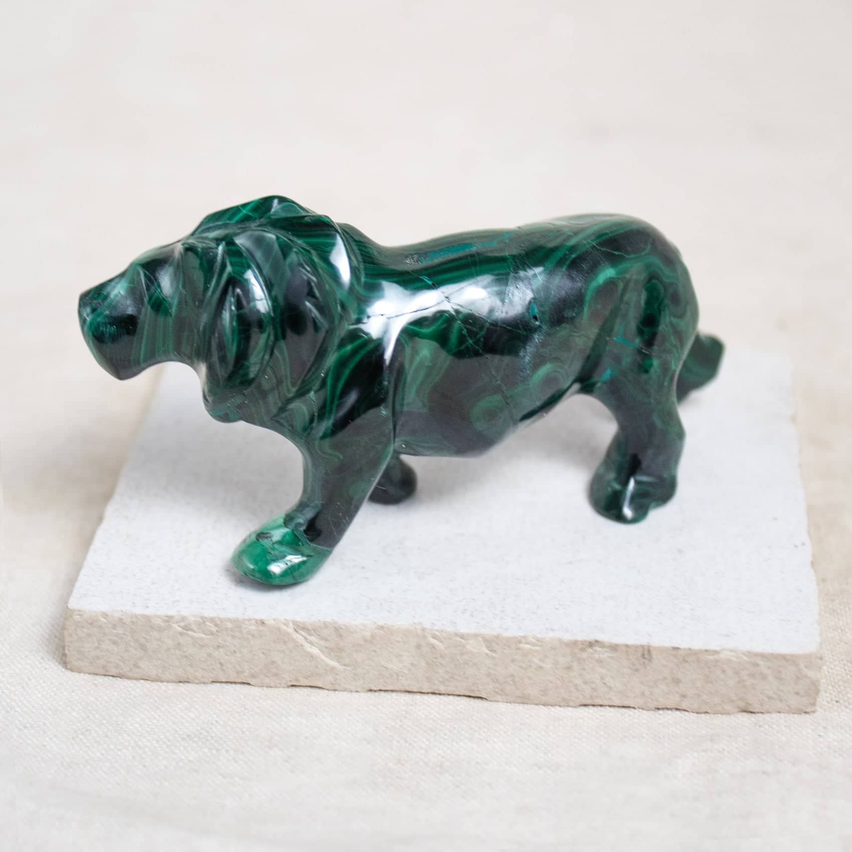 Malachite Lion - Hand Carved - 1 of a Kind