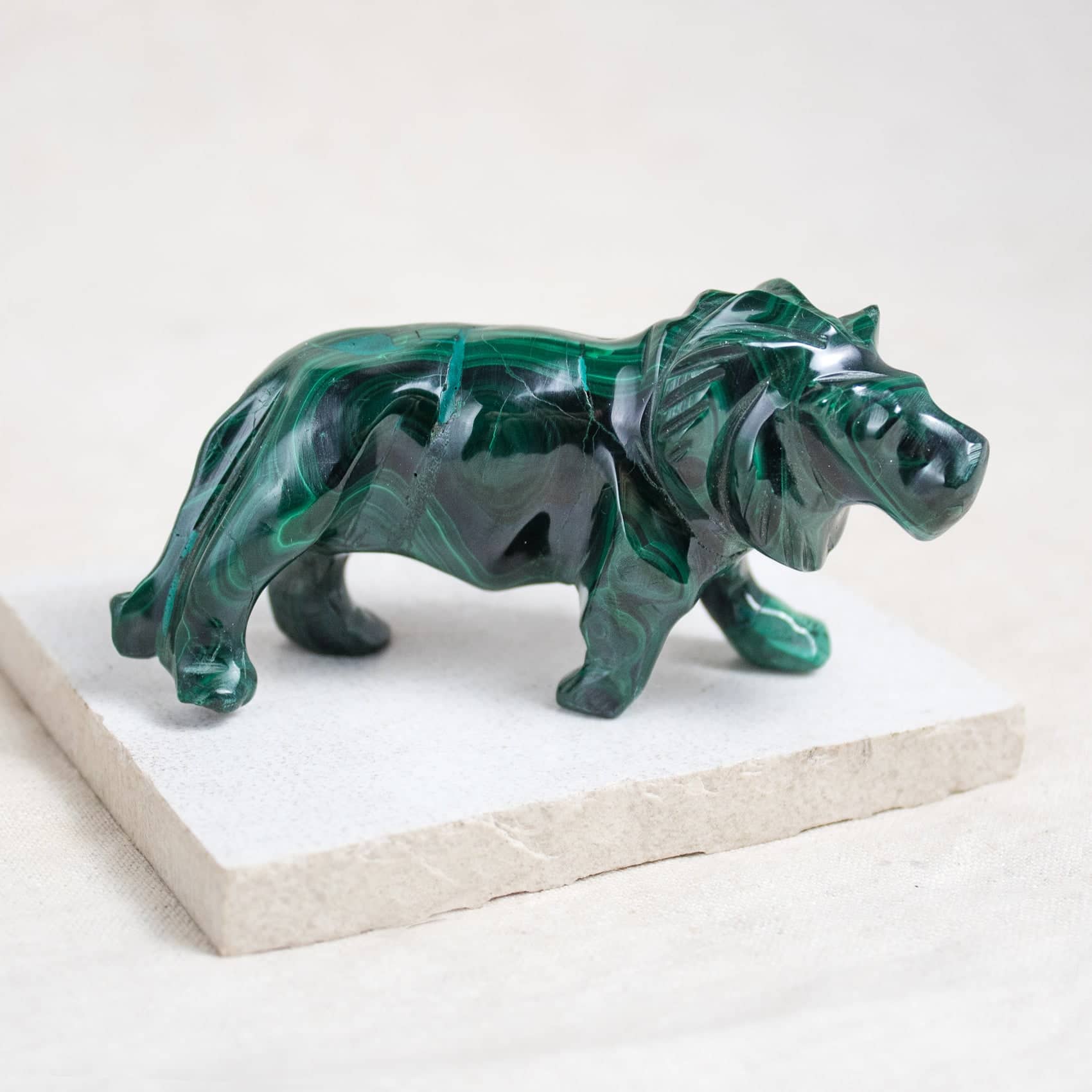 Malachite Lion - Hand Carved - 1 of a Kind