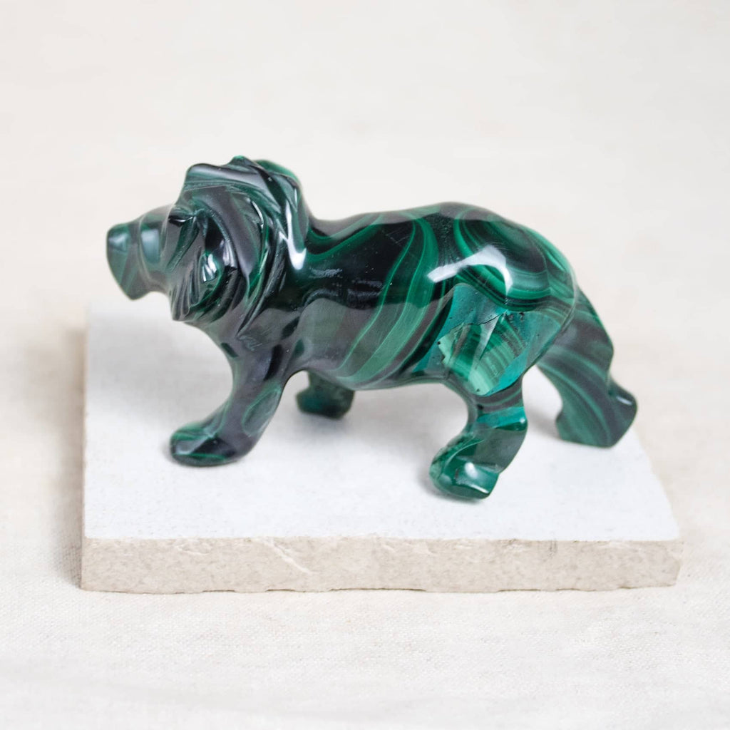 Malachite Lion - Hand Carved - 1 of a Kind