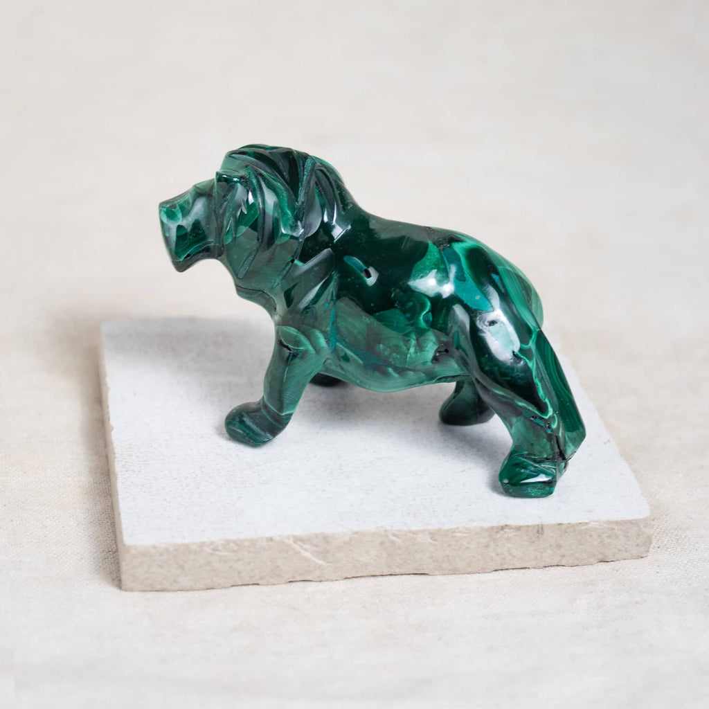 Malachite Lion - Hand Carved - 1 of a Kind