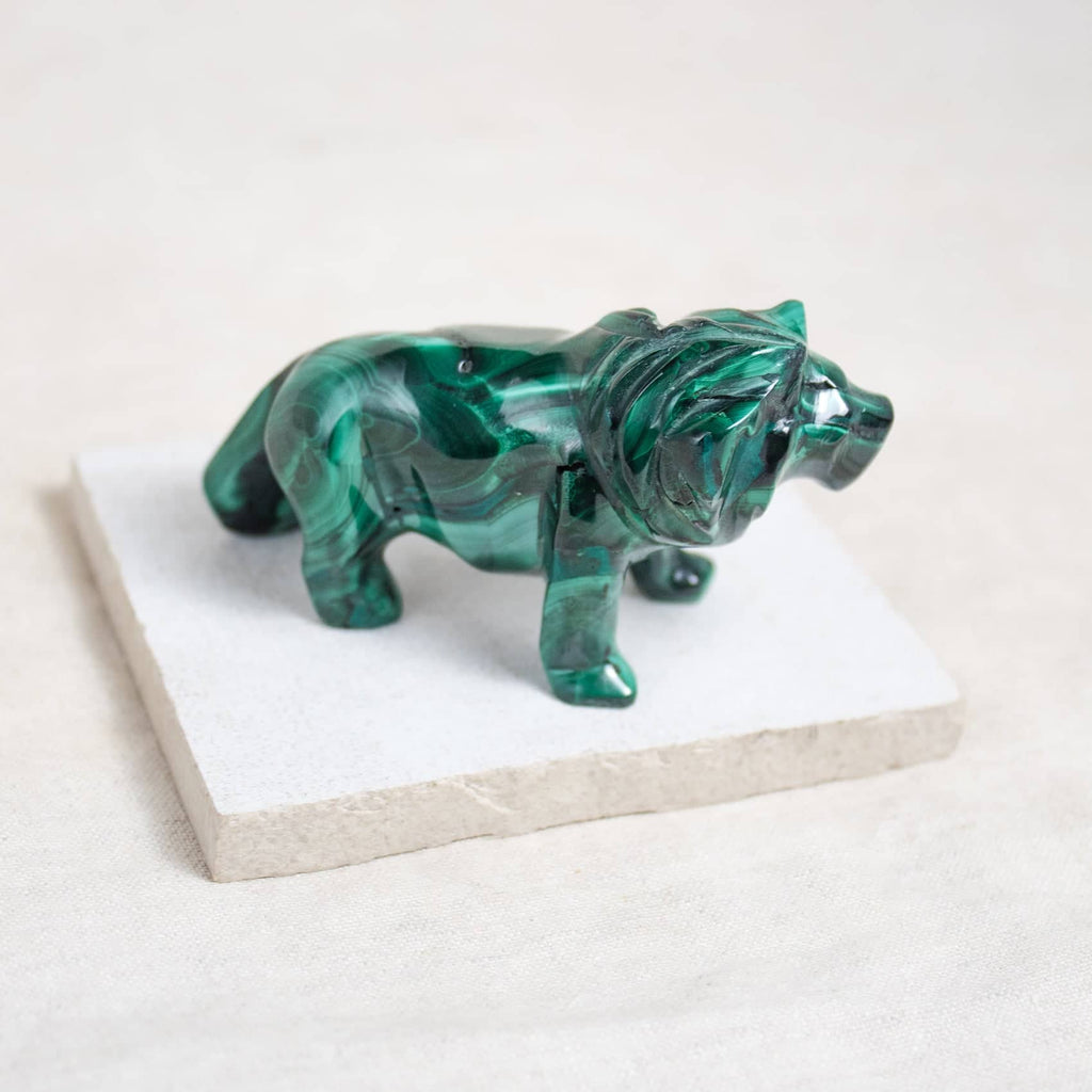 Malachite Lion - Hand Carved - 1 of a Kind