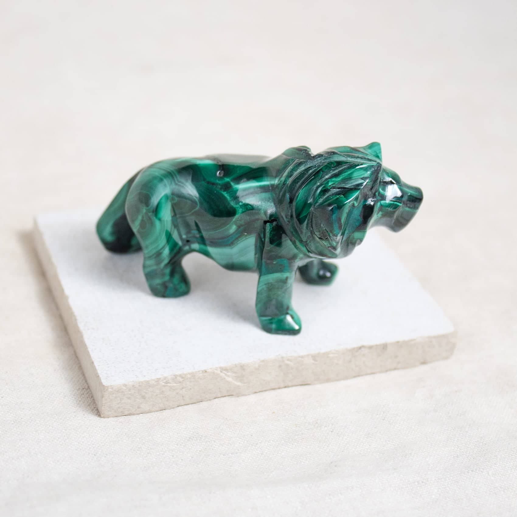Malachite Lion - Hand Carved - 1 of a Kind