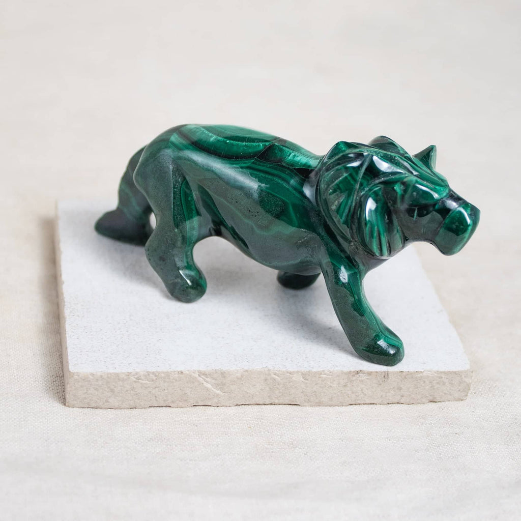 Malachite Lion - Hand Carved - 1 of a Kind
