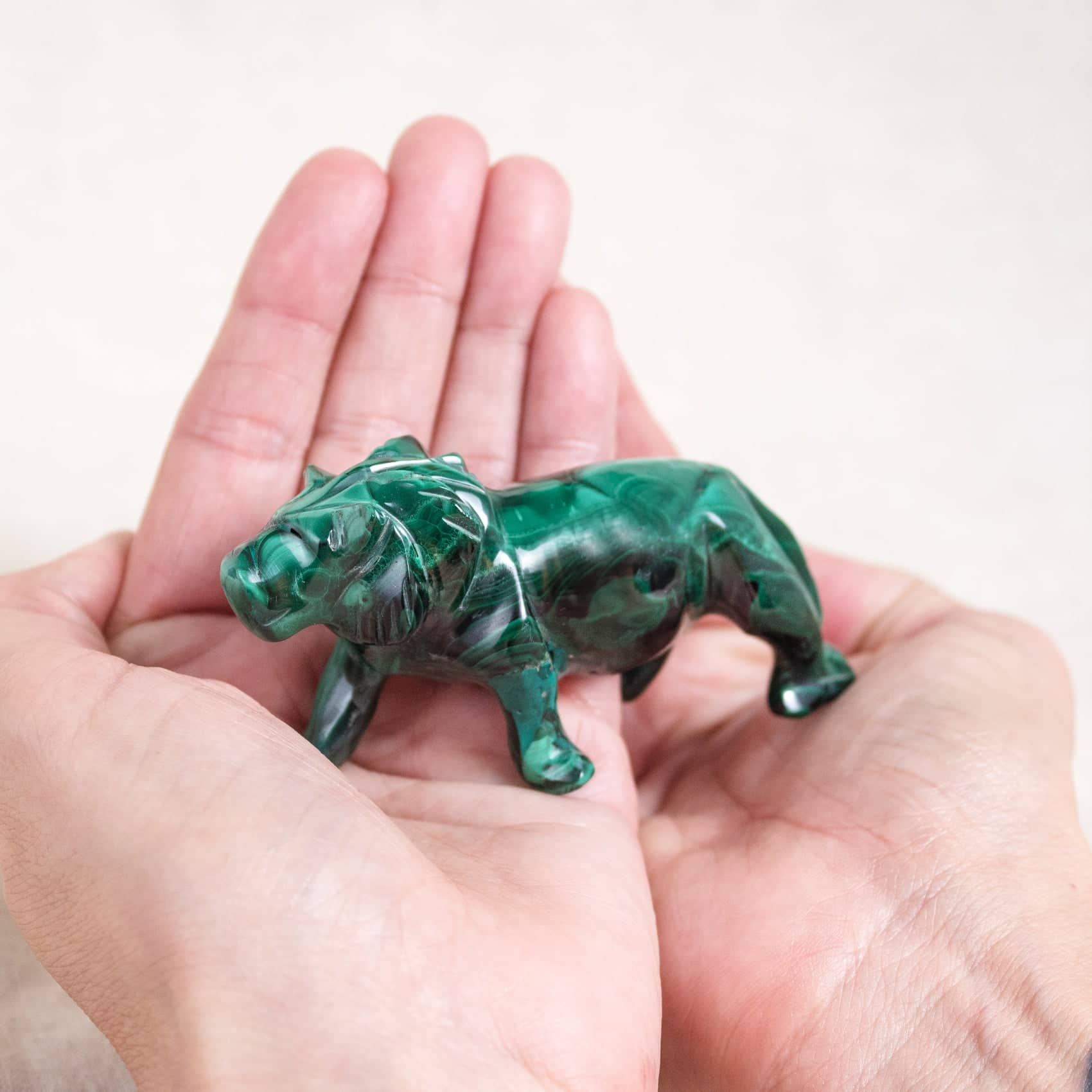 Malachite Lion - Hand Carved - 1 of a Kind