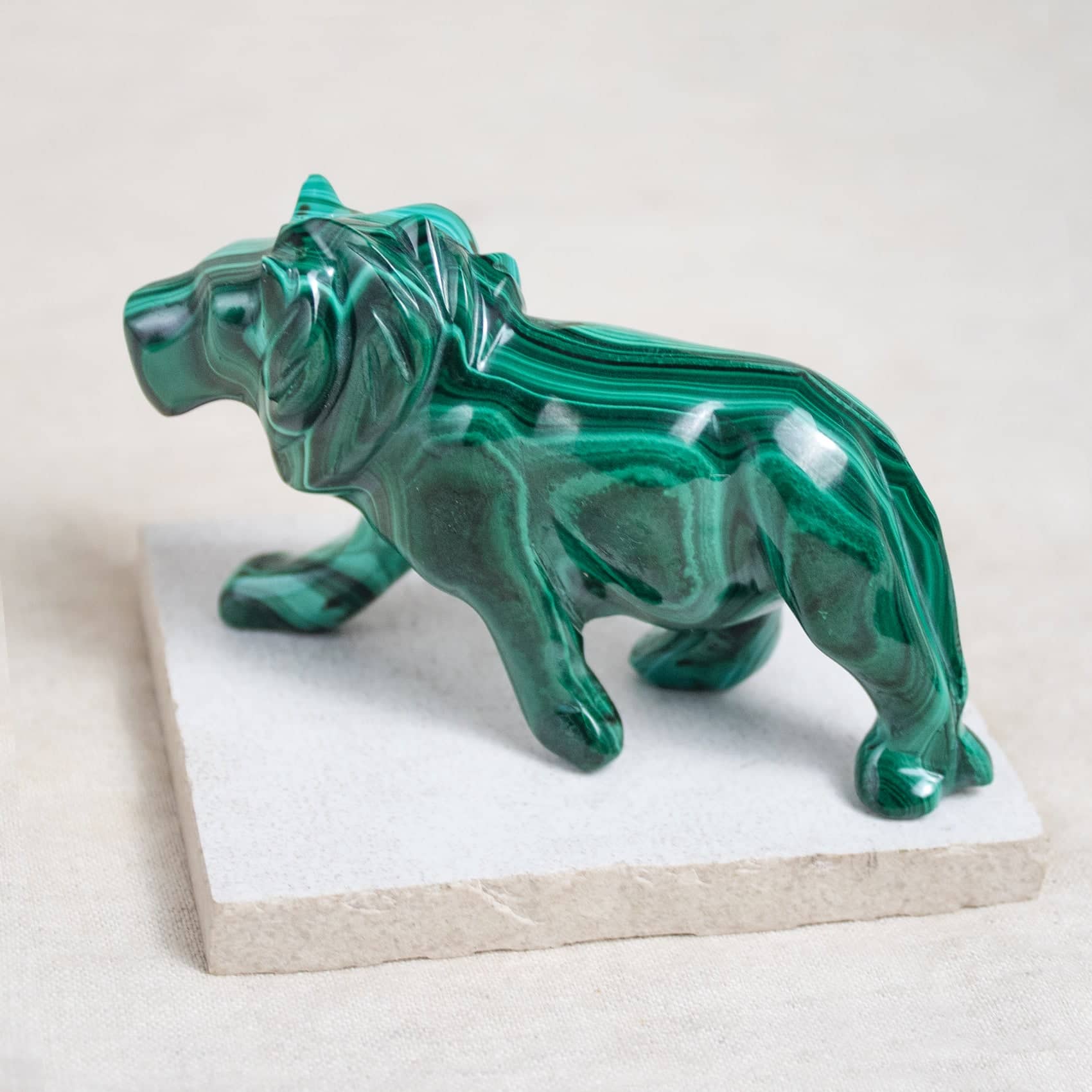 Malachite Lion - Hand Carved - 1 of a Kind