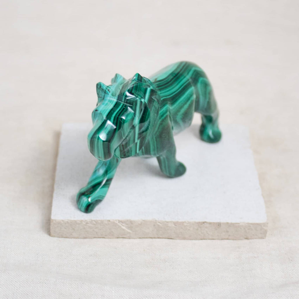 Malachite Lion - Hand Carved - 1 of a Kind