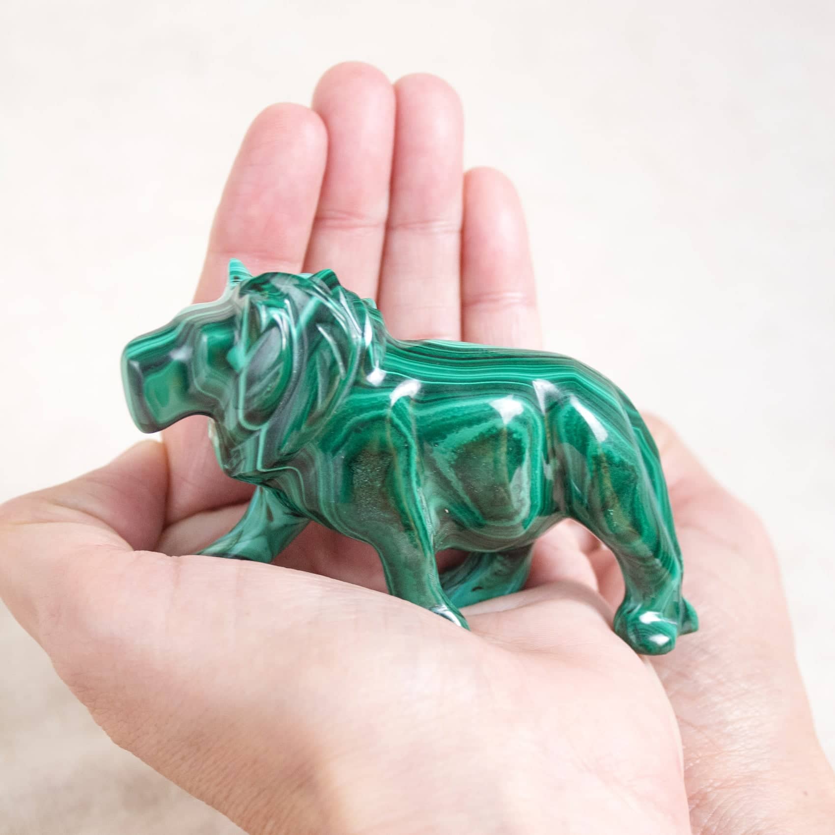 Malachite Lion - Hand Carved - 1 of a Kind