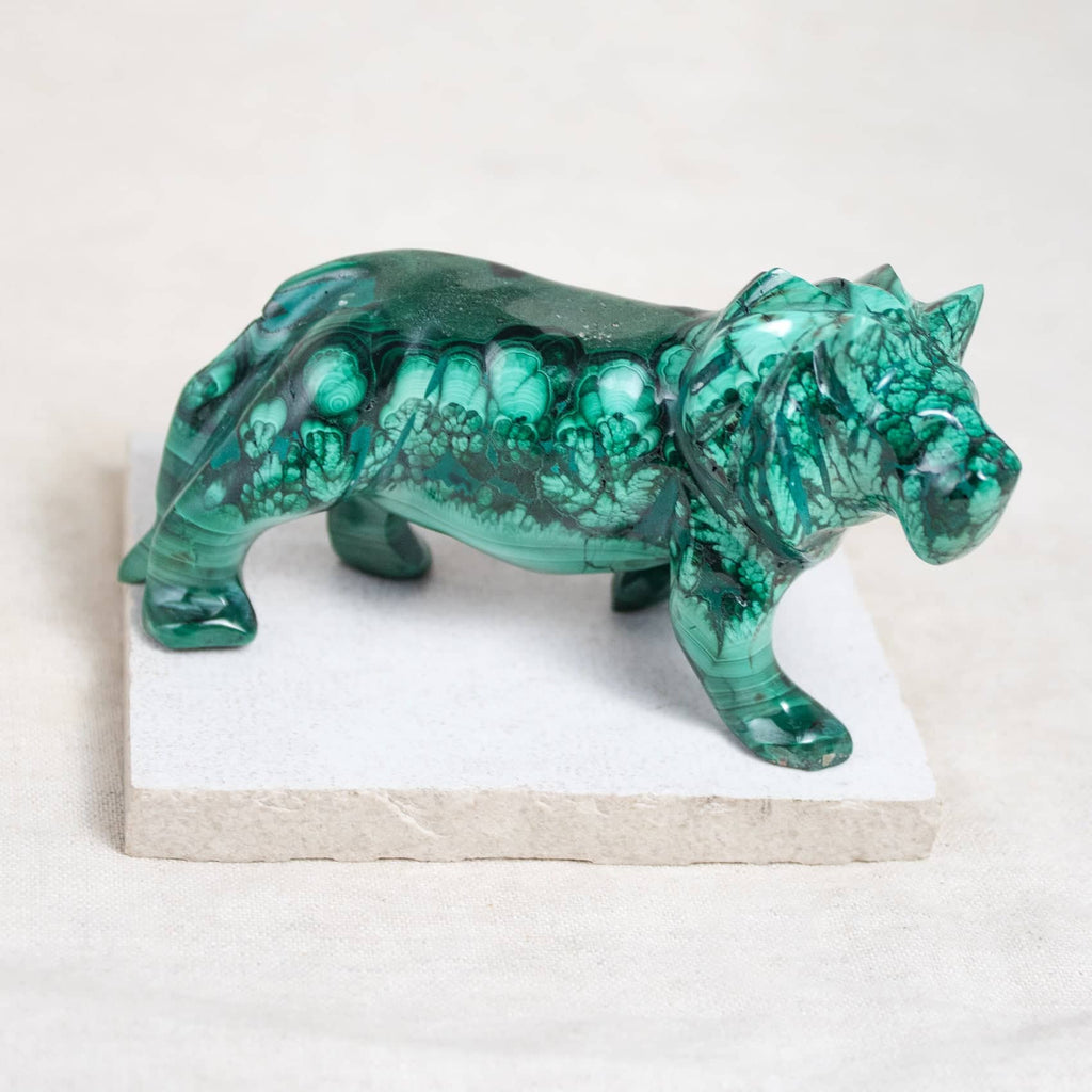 Malachite Lion - Hand Carved - 1 of a Kind