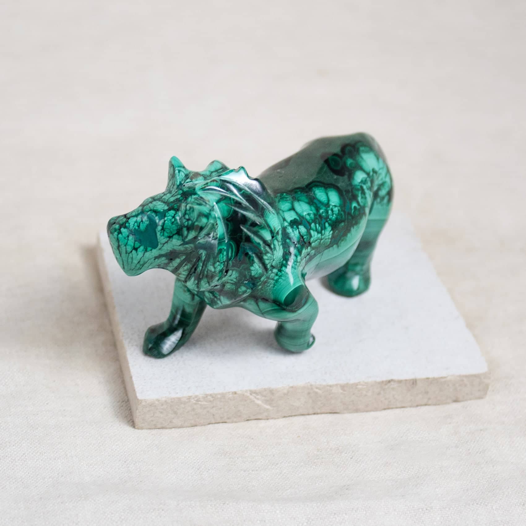 Malachite Lion - Hand Carved - 1 of a Kind