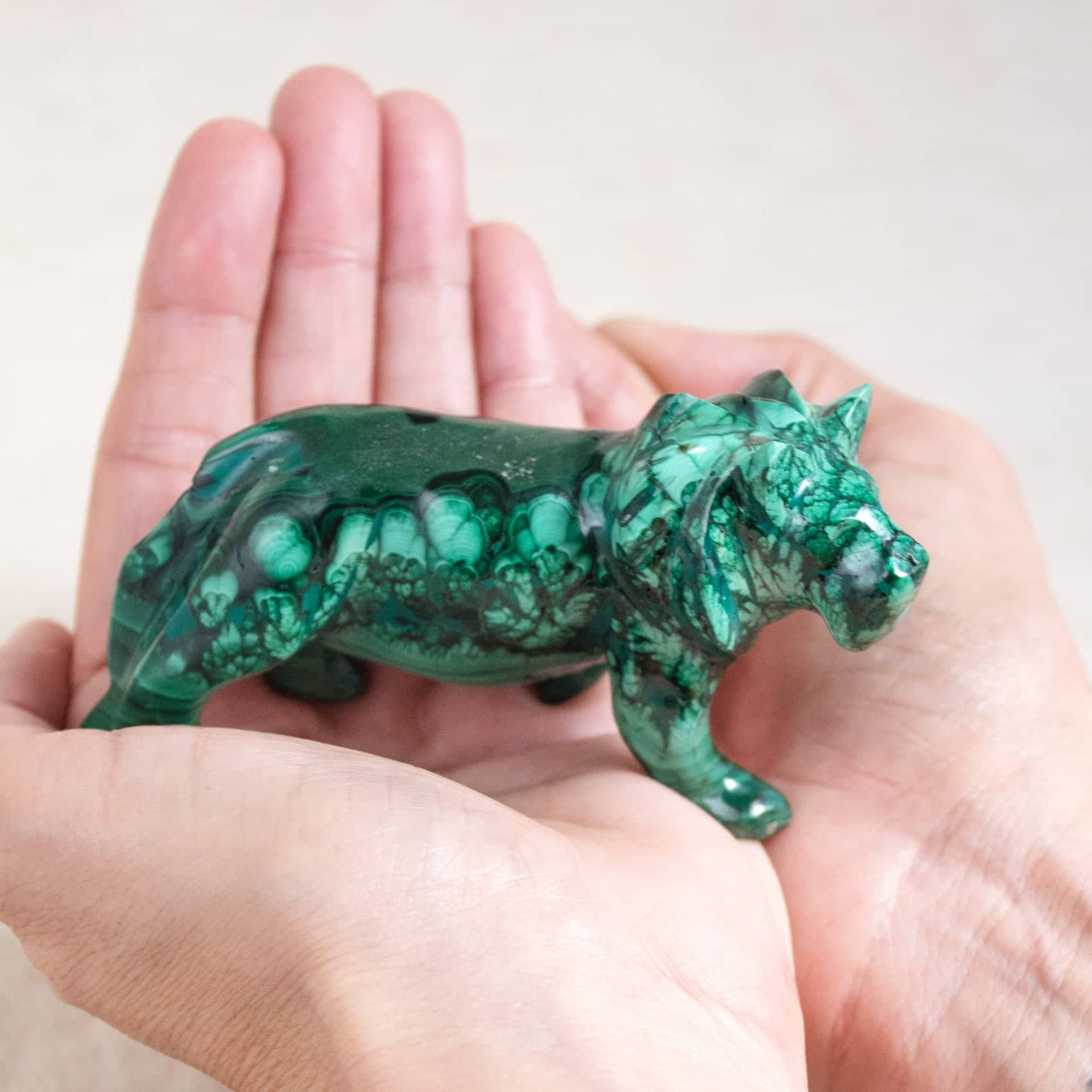 Malachite Lion - Hand Carved - 1 of a Kind