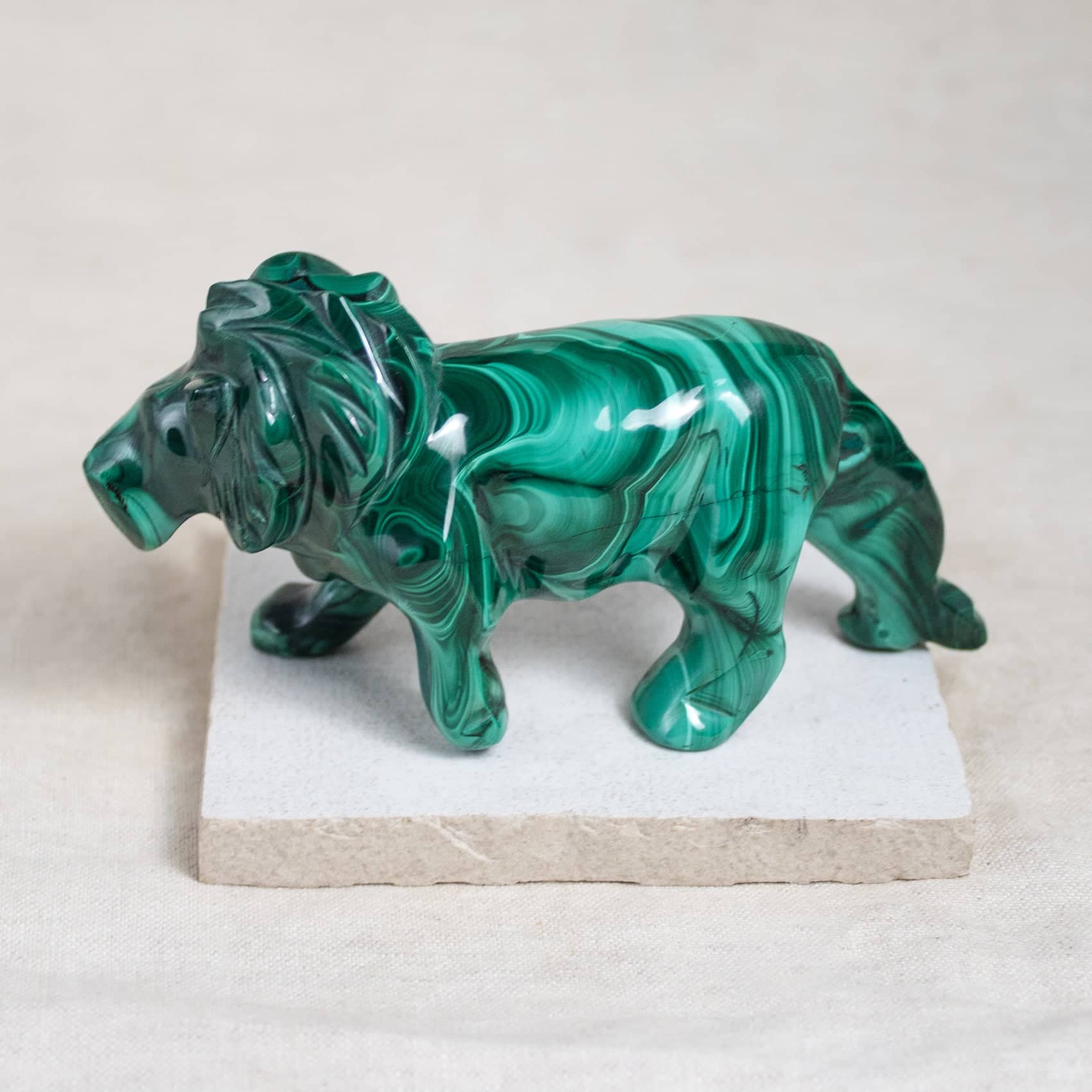 Malachite Lion - Hand Carved - 1 of a Kind