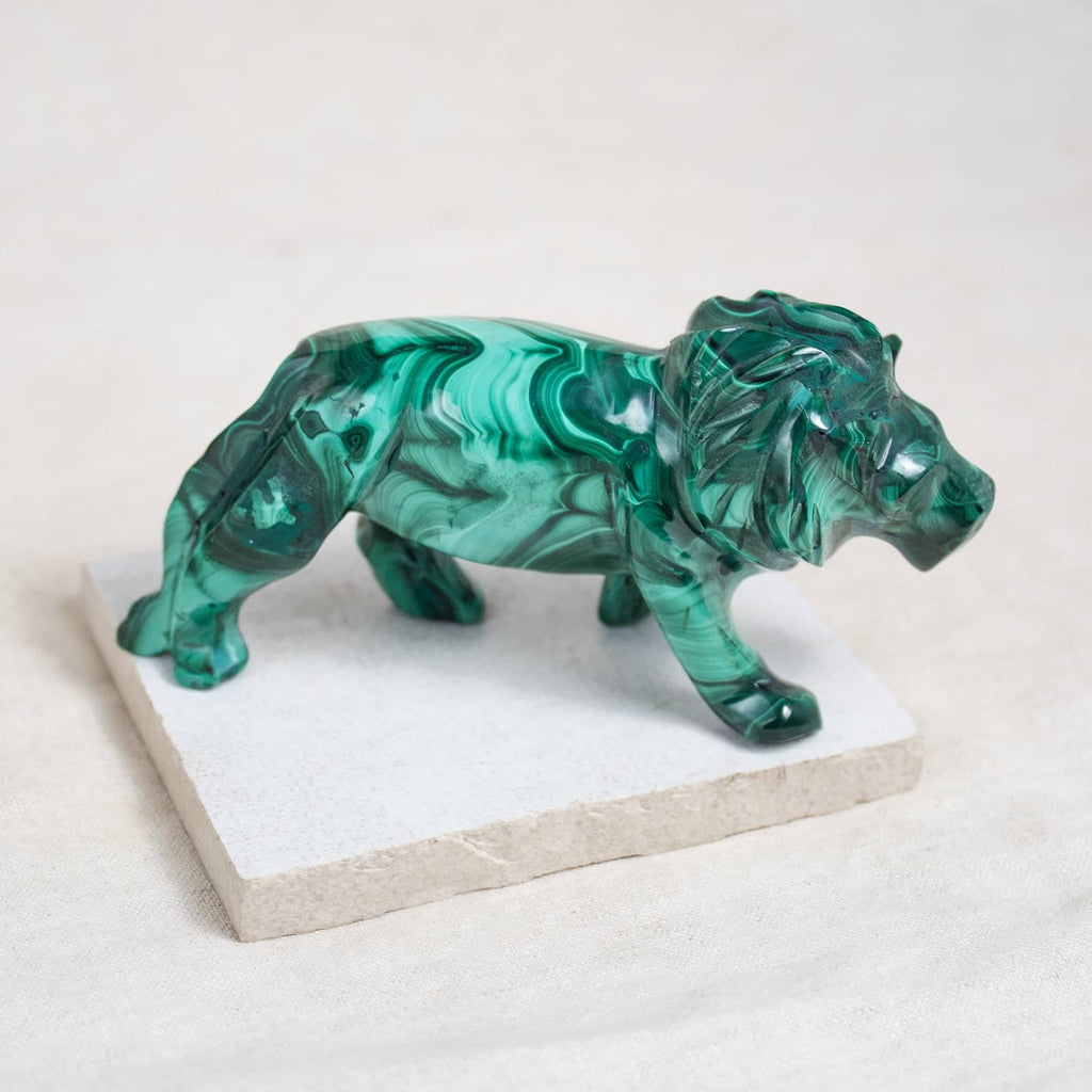 Malachite Lion - Hand Carved - 1 of a Kind