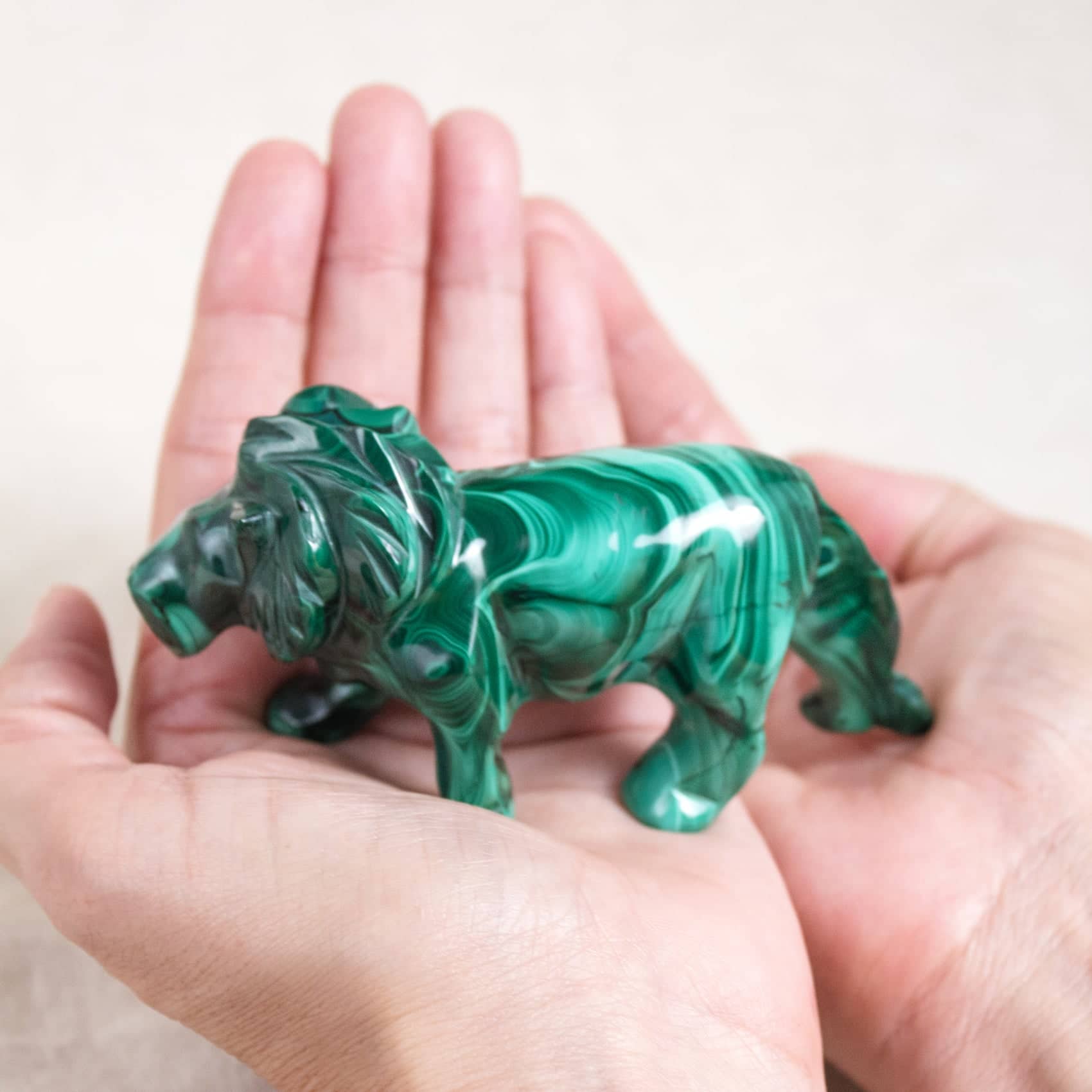 Malachite Lion - Hand Carved - 1 of a Kind