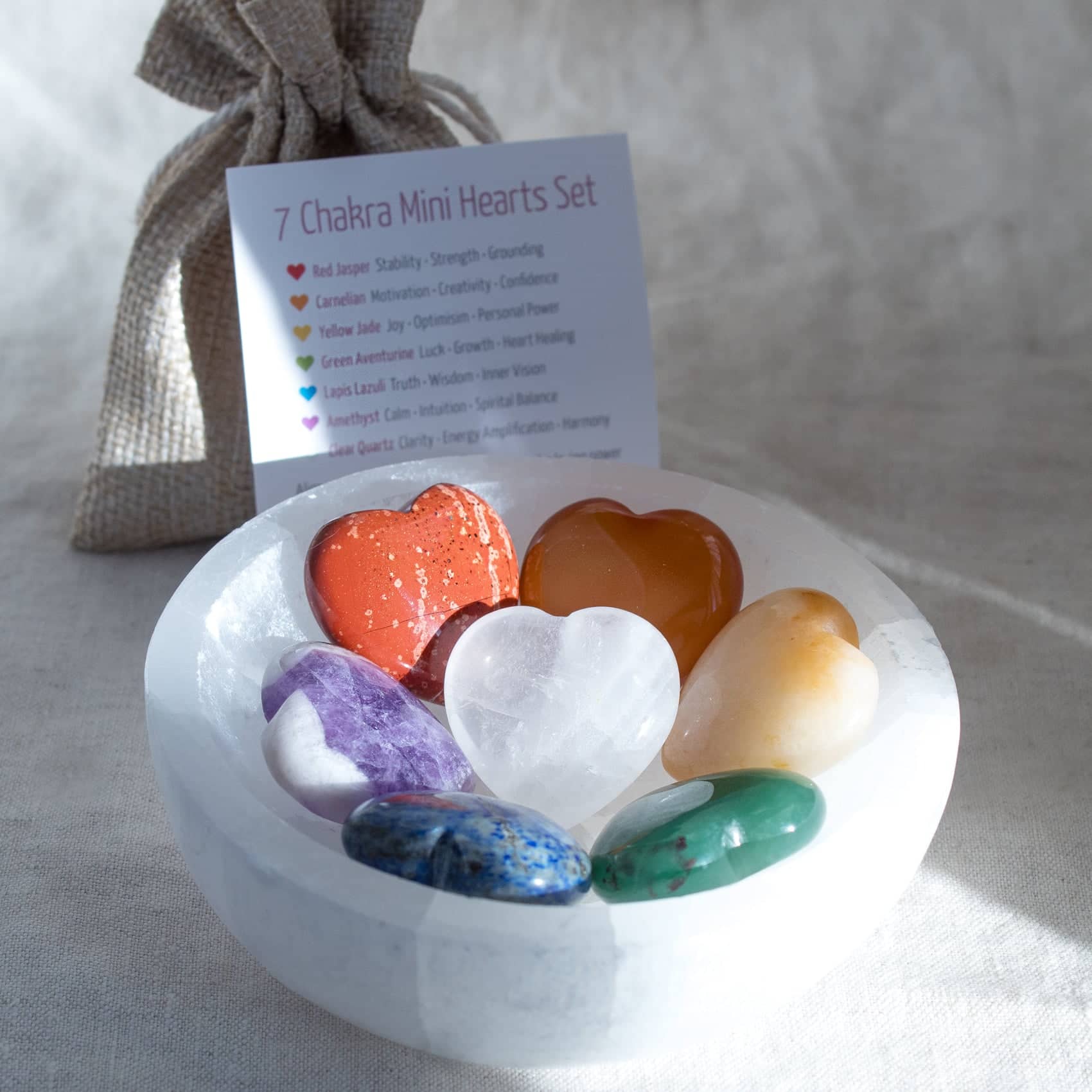 Chakra Mini Hearts Gift Set - 7 Recharging Stones