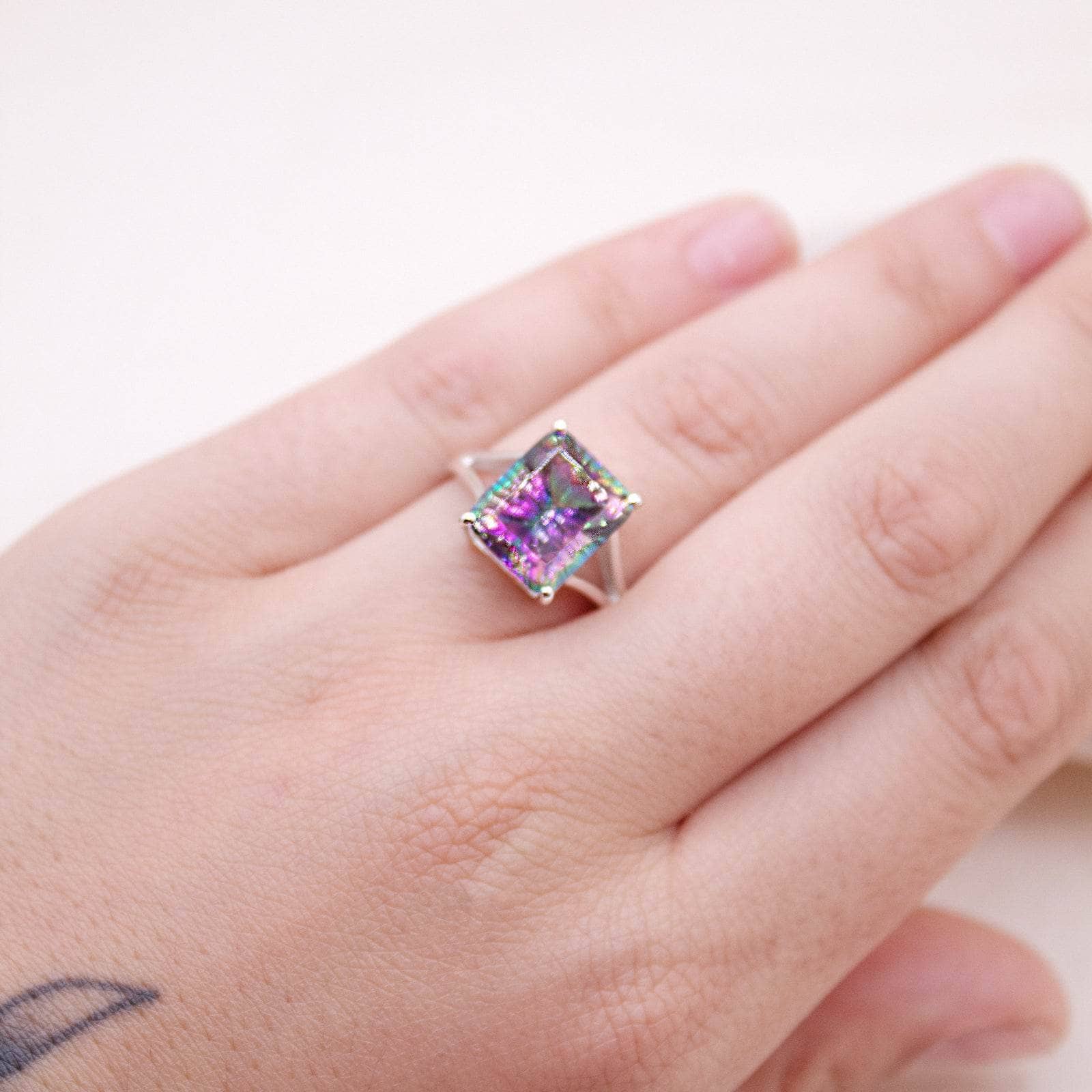 Mystic Topaz Emerald Cut Ring