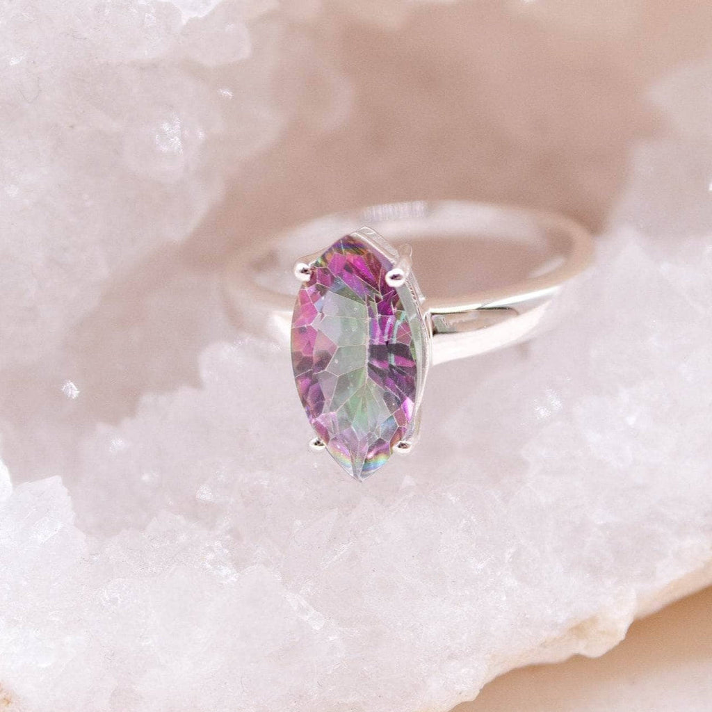 Mystic Topaz Diamond Cut Ring