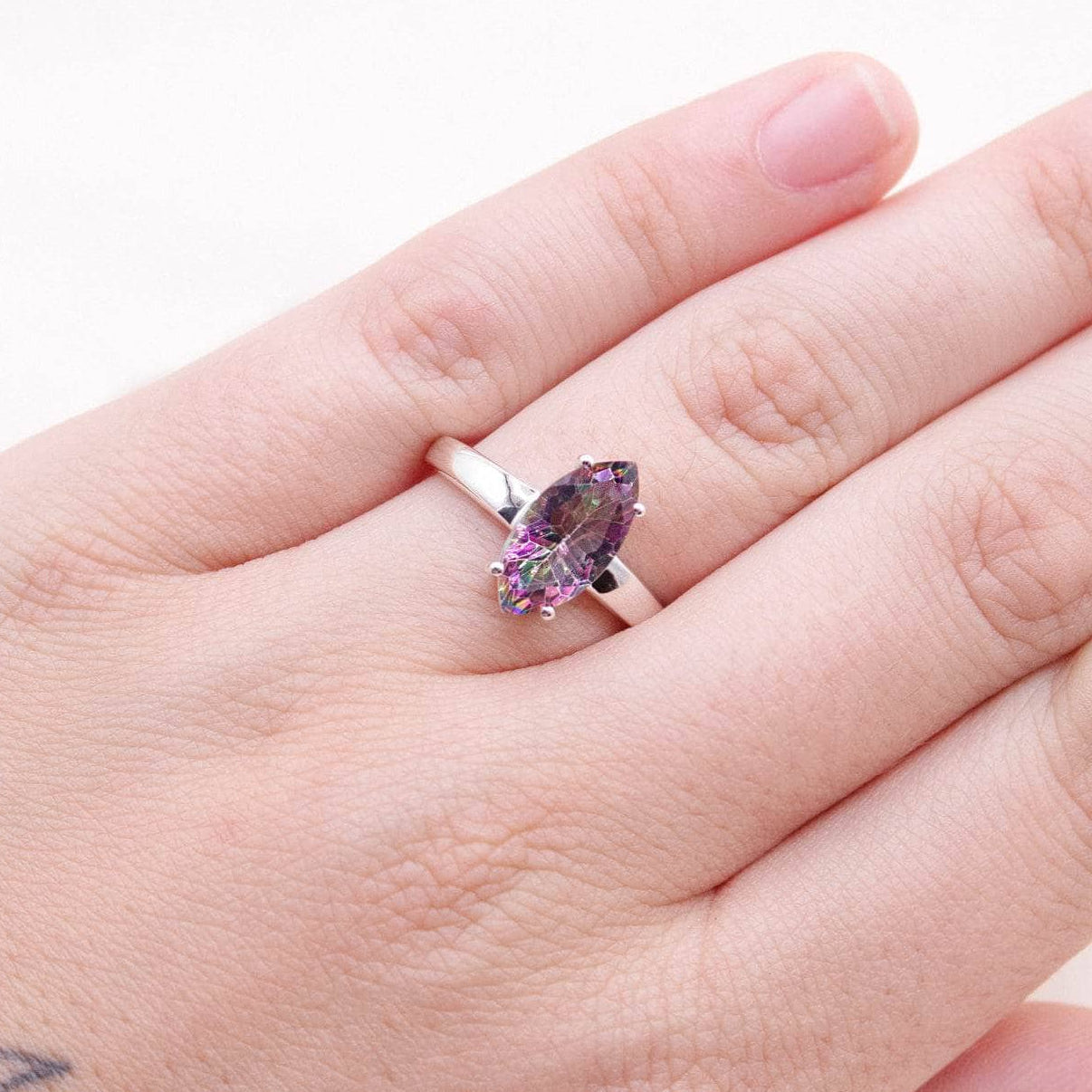 Mystic Topaz Diamond Cut Ring