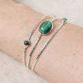 Genuine Malachite Sterling Silver Bracelet
