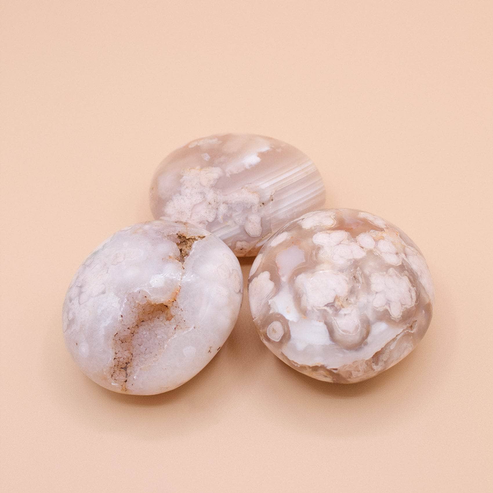 Flower Agate Palm Stone