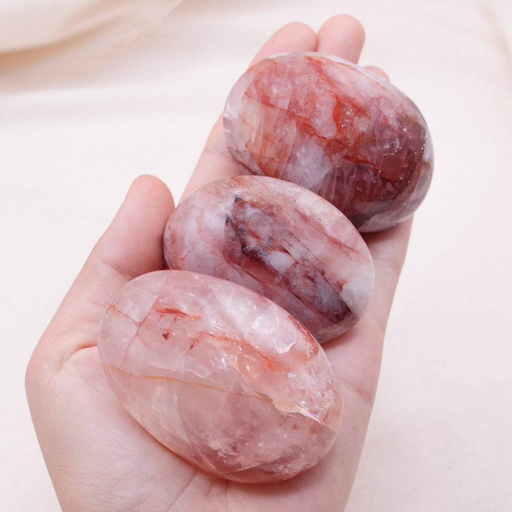 Red Hematoid Quartz Palm Stone