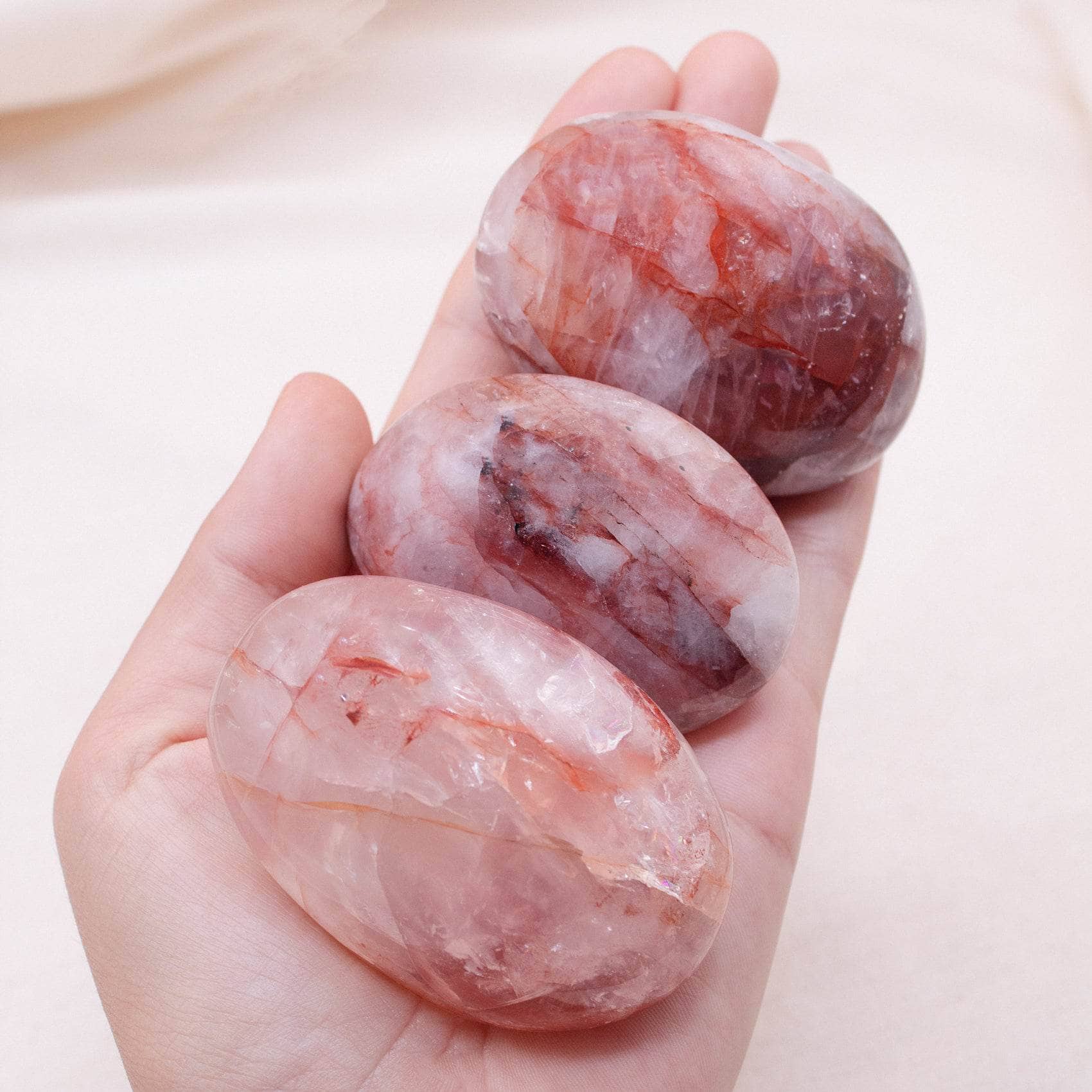 Red Hematoid Quartz Palm Stone