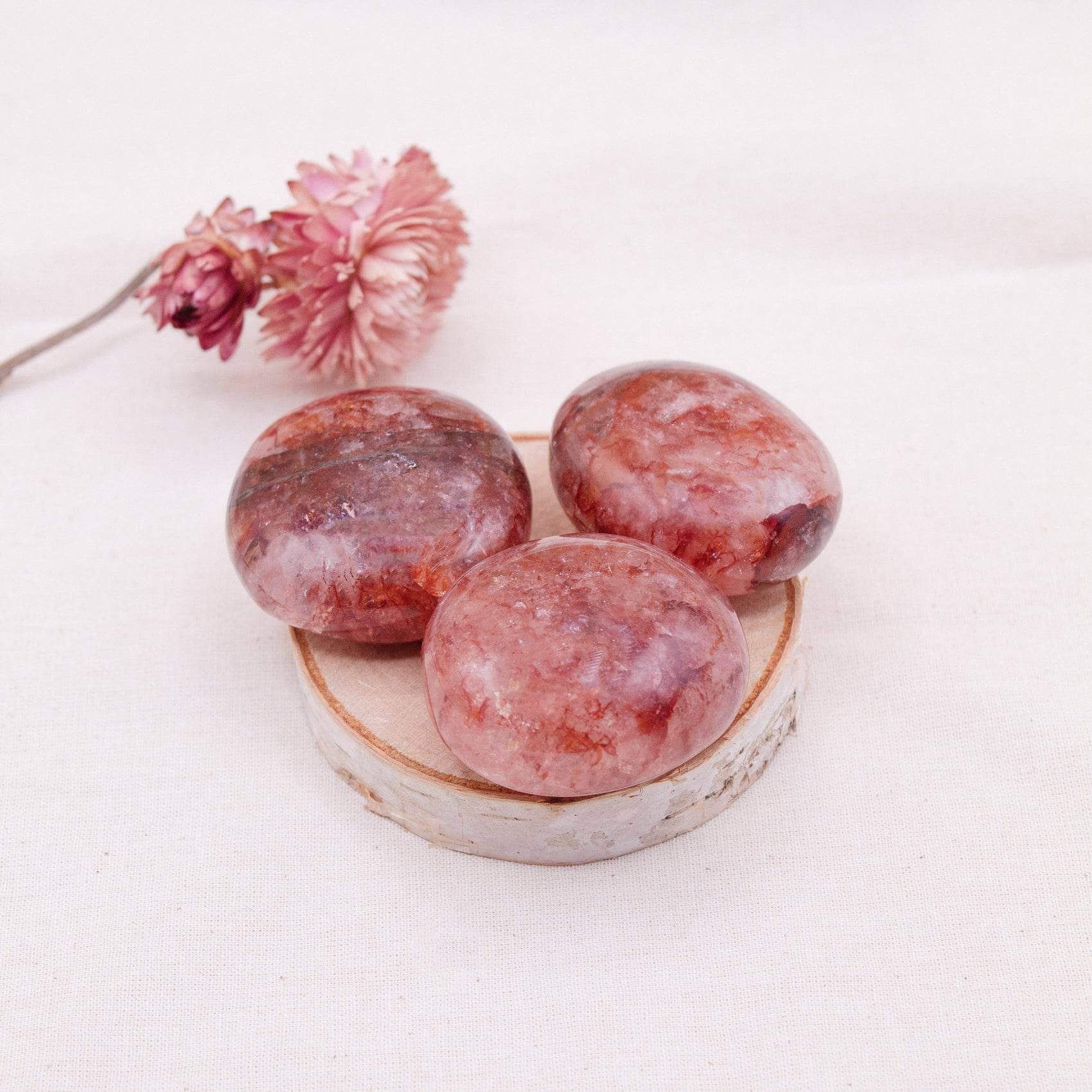 Red Hematoid Quartz Palm Stone