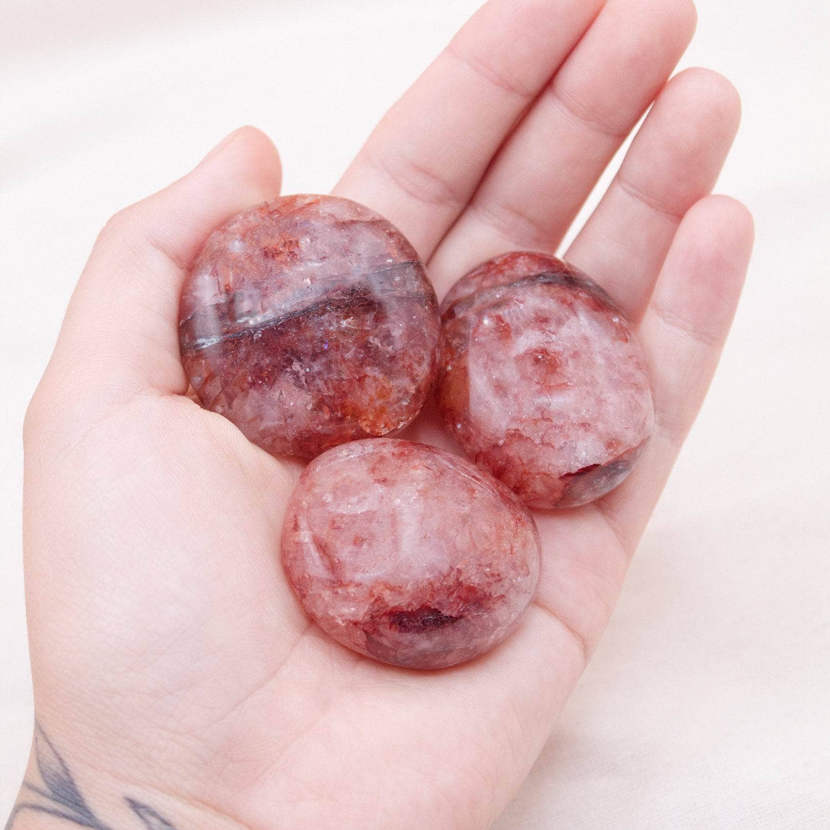 Red Hematoid Quartz Palm Stone