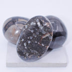 Rare Black Septarian Geode Protection Palm Stone - 1 of a Kind