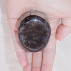 Rare Black Septarian Geode Protection Palm Stone - 1 of a Kind
