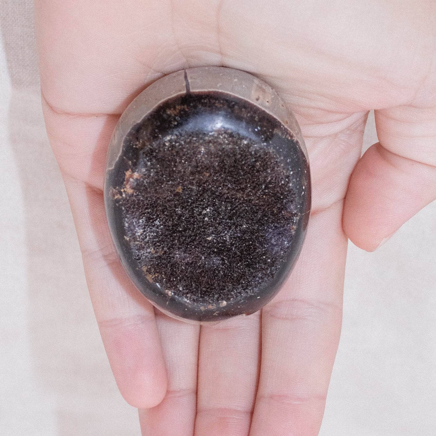 Rare Black Septarian Geode Protection Palm Stone - 1 of a Kind