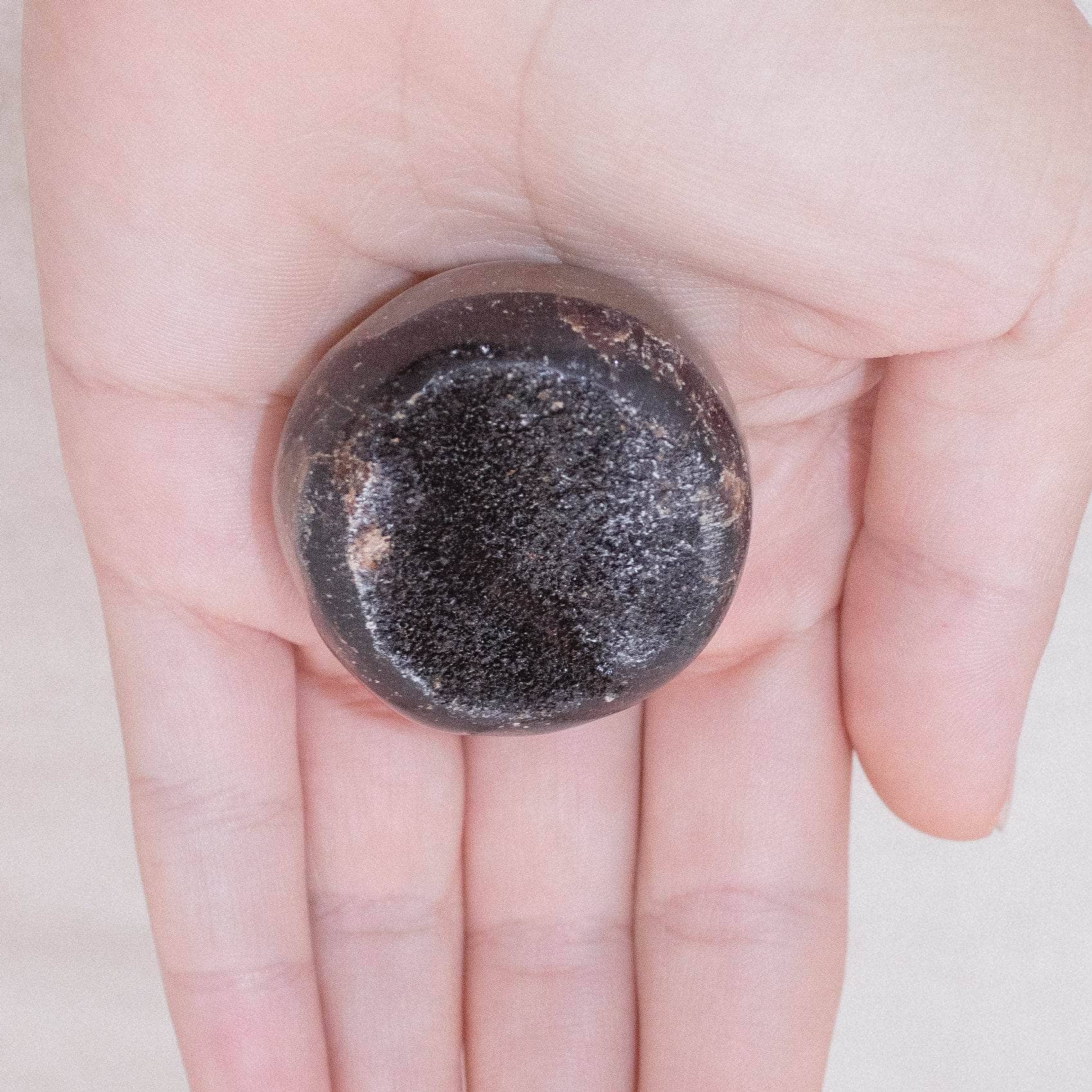 Rare Black Septarian Geode Protection Palm Stone - 1 of a Kind