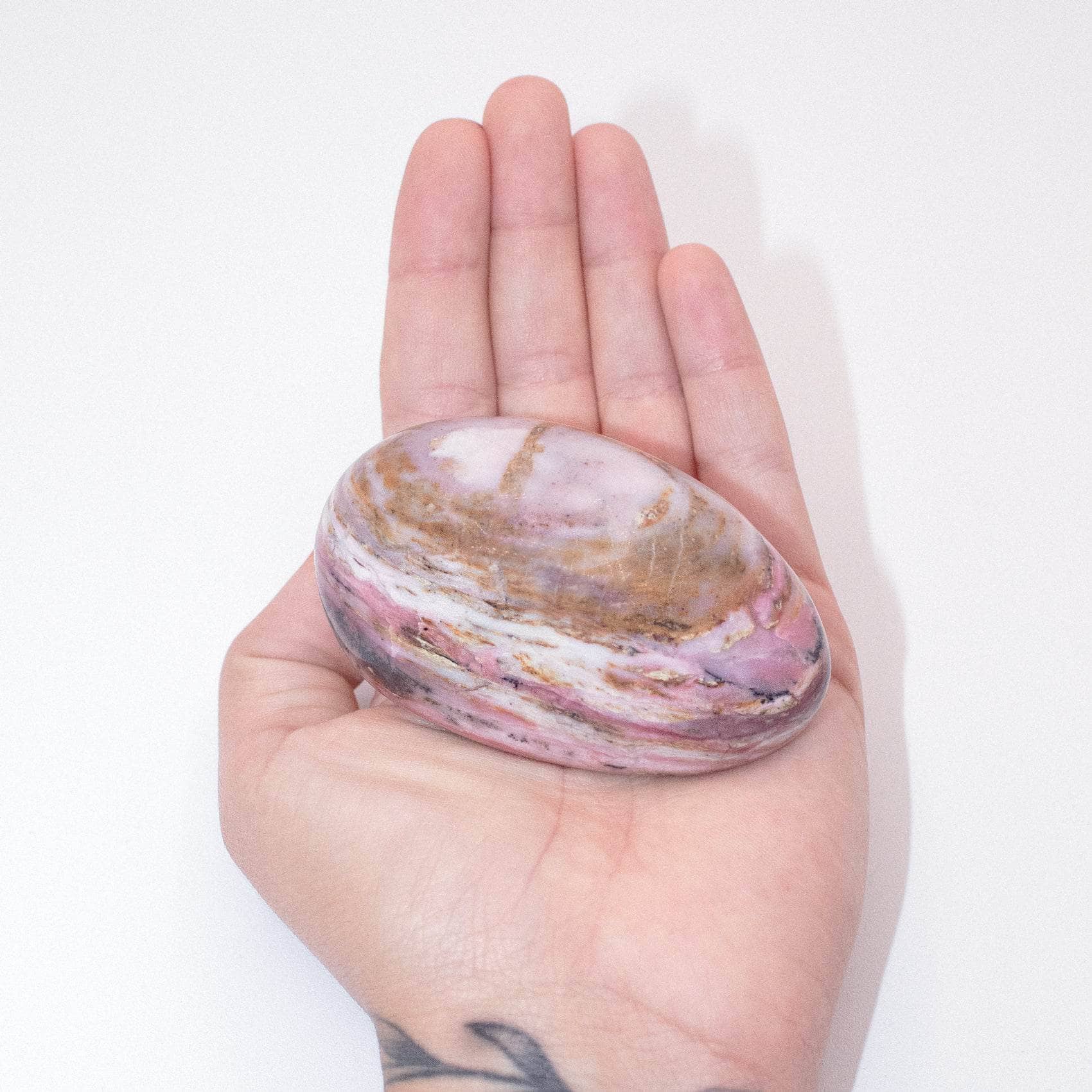 Rare Strawberry Opal Palm Stone