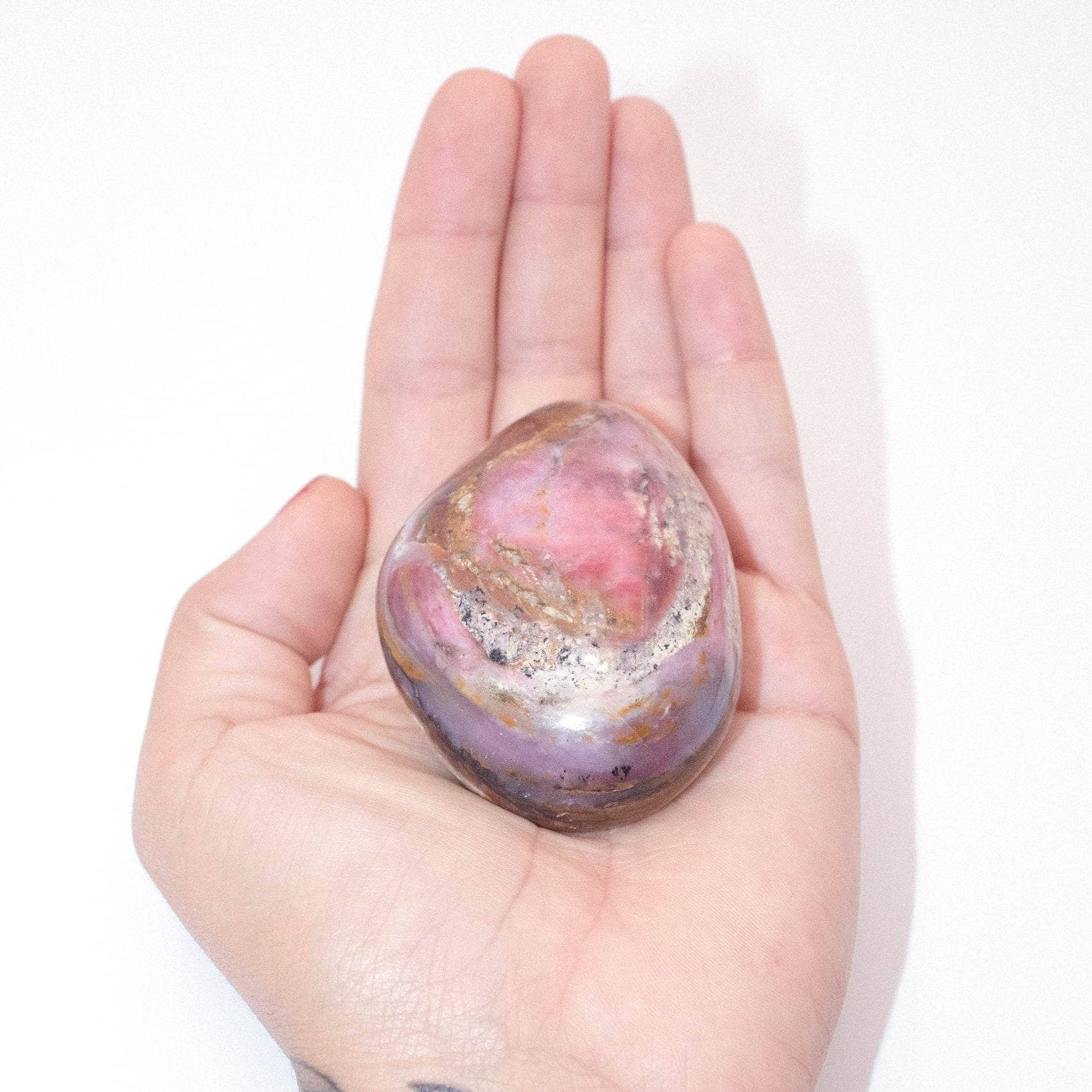 Rare Strawberry Opal Palm Stone