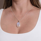 Rainbow Moonstone Oval Pendant Necklace
