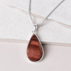 Red Tiger Eye Teardrop Pendant Necklace