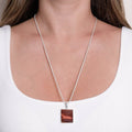 Red Tiger Eye Square Pendant Necklace