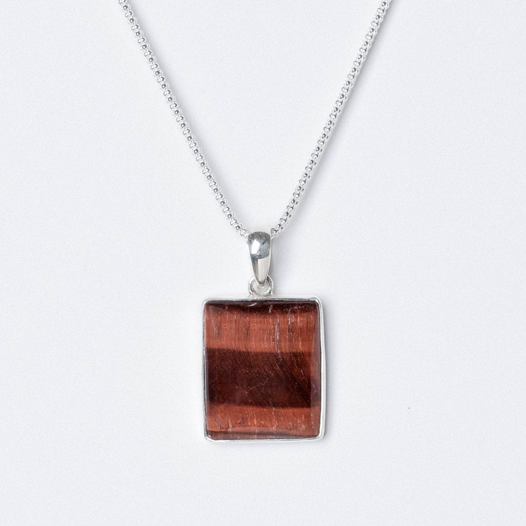 Red Tiger Eye Square Pendant Necklace