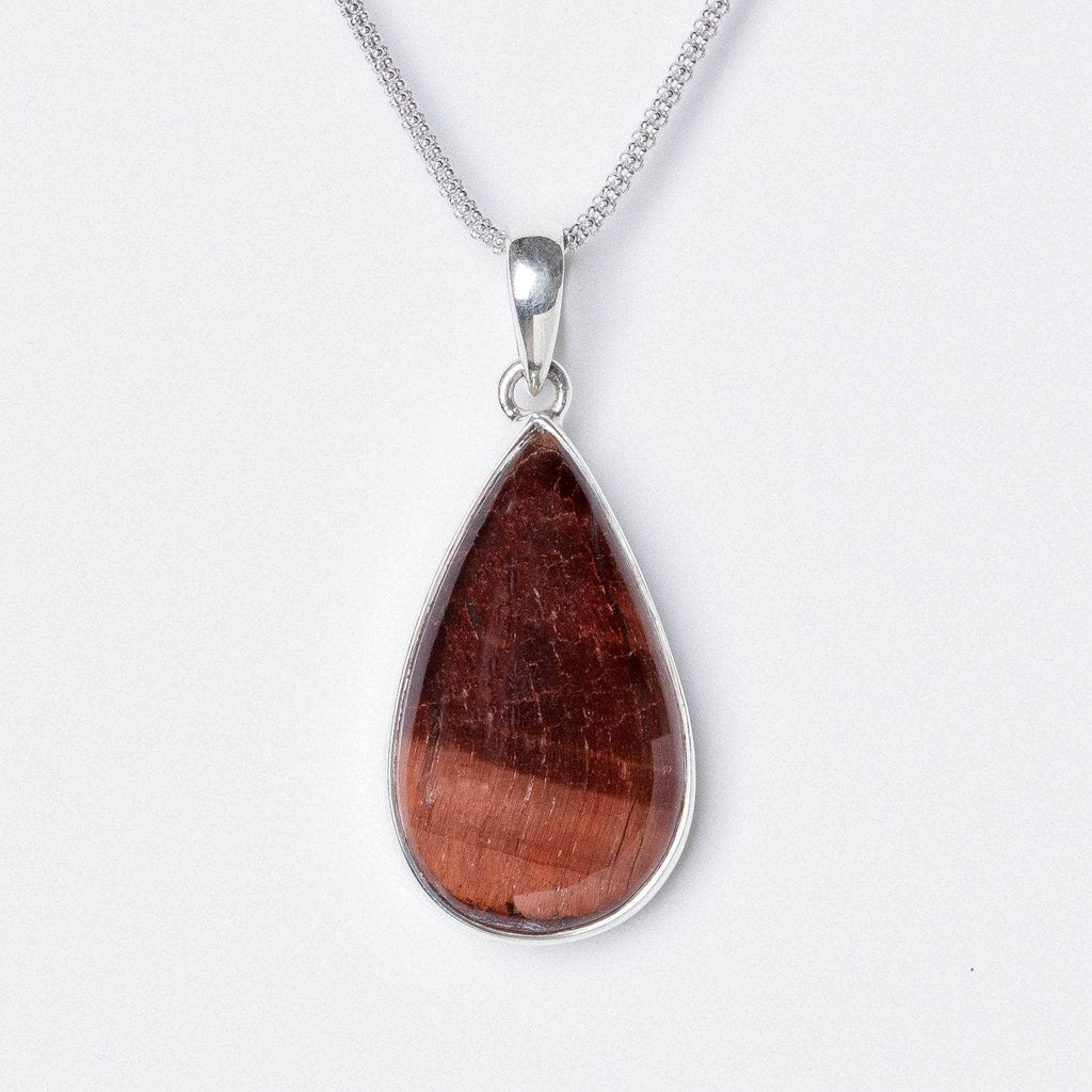 Red Tiger Eye Teardrop Pendant Necklace